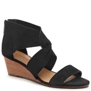 Lucky Brand | Suede Jamain Wedge Sandal - Black Sz 8